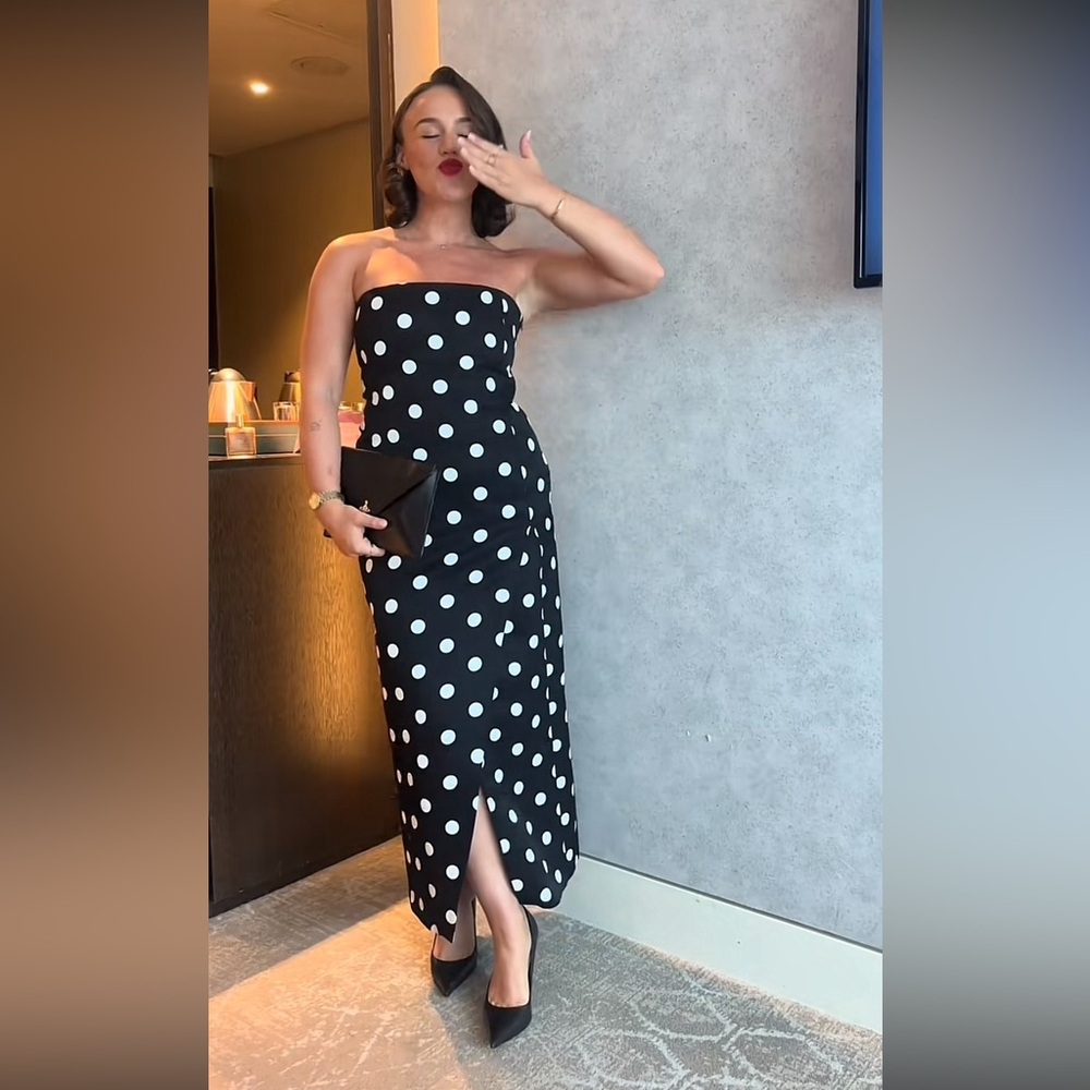 ZARA ZW COLLECTION STRAPLESS POLKA DOT DRESS - Picture 10 of 17